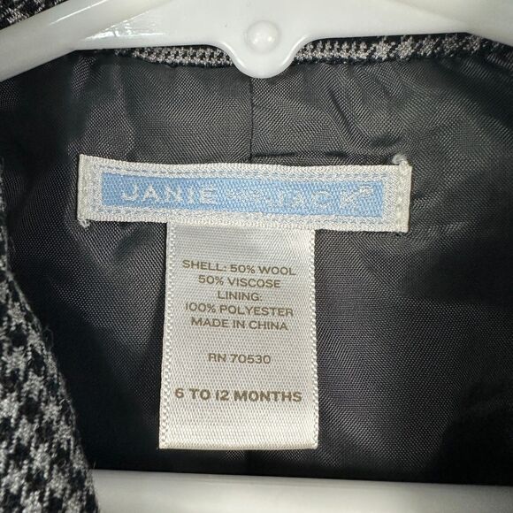 Janie and Jack Boys 6-12 Months Wool Blend Plaid Grey Blazer Suit Jacket Holiday - Picture 3 of 3